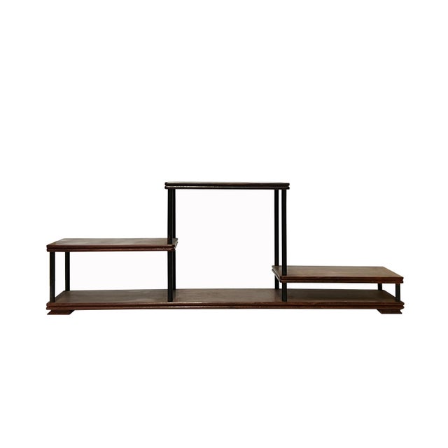 Natural Brown Wood Step Shape Table Top Curio Display Easel Stand ...