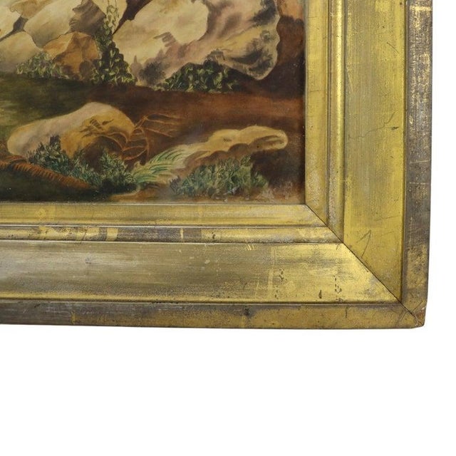 Green Antique Watercolor on Paper Landscape 19thC For Sale - Image 8 of 12
