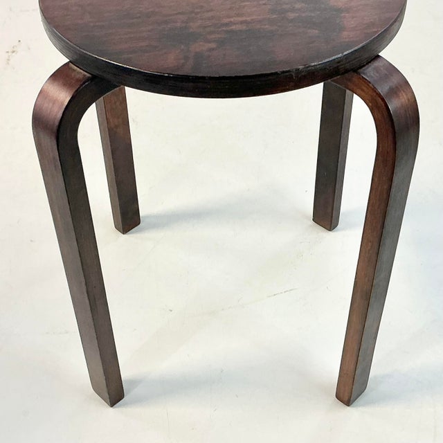 1980s Vintage Danish Modern “Dot” Tripod Bentwood Stool or Drinks Table After Arne Jacobsen. For Sale - Image 6 of 10
