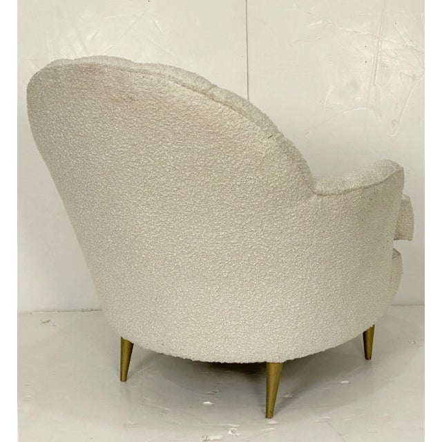 Italian Fan Back Lounge Chairs Upholstered in Boucle Fabric - Two Available For Sale - Image 10 of 12