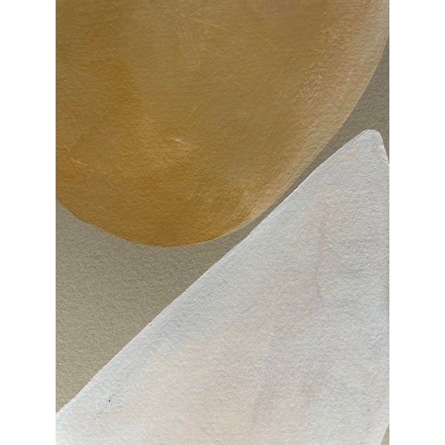 Abstract minimalist acrylic painting on French hand crafted cotton paper. Framed in a gold frame. All works on paper are...