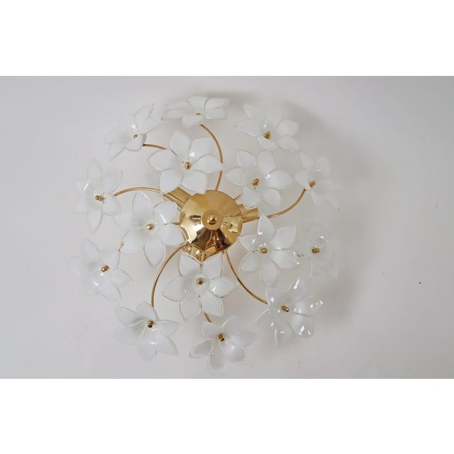 Austrian White Murano Flowered Glass Hanging Lamp, 1990s For Sale - Image 14 of 18