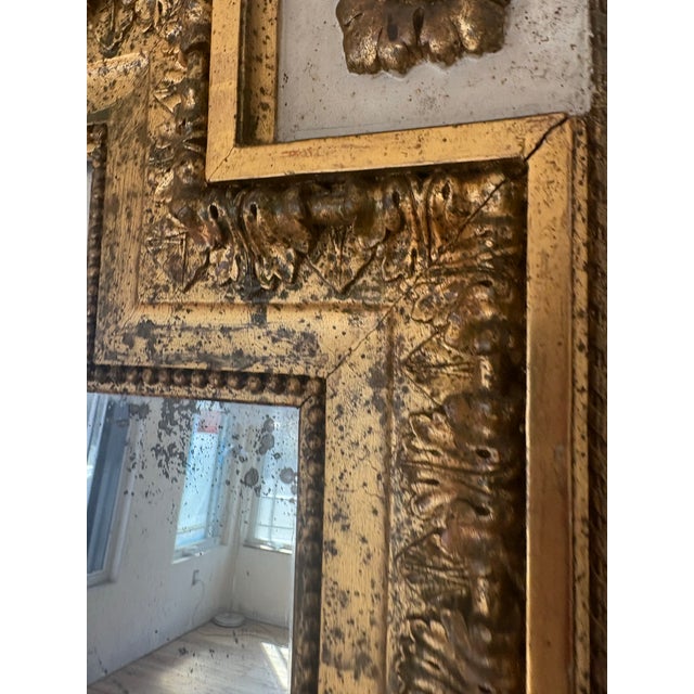 Antique French Louis XVI Directoire Giltwood Mirror With Aged Mercury Glass For Sale - Image 9 of 10
