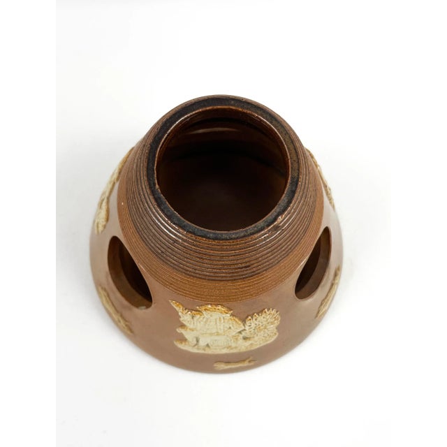 Royal Doulton Antique Royal Doulton Harvest Stoneware Match Striker – Drinking & Smoking Men With Dogs, English Country Ceramic Tobacciana For Sale - Image 4 of 6