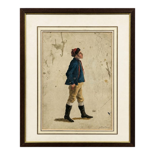French Artist, Young Soldier, 19th Century, Watercolor, Framed For Sale - Image 9 of 9
