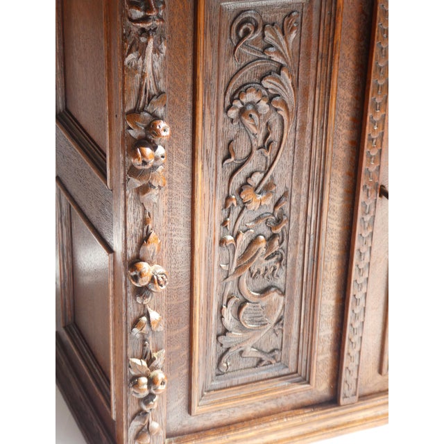 Antique Gothic Hand-Carved Wood Medicine Cabinet For Sale - Image 10 of 11