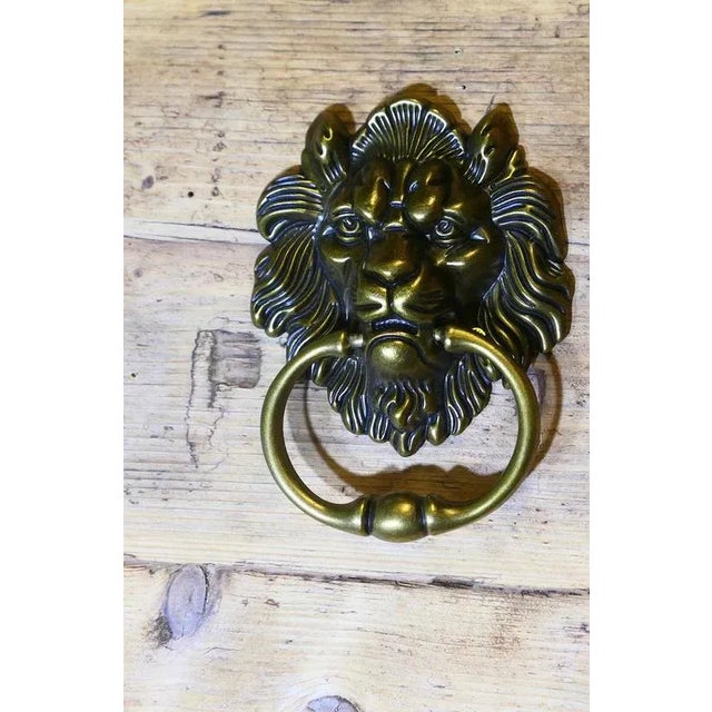 Gothic Lions Mask Brass Door Knocker, 1960 For Sale - Image 3 of 7