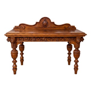 19th-C. English Renaissance Revival Carved Oak Sideboard / Console Table For Sale