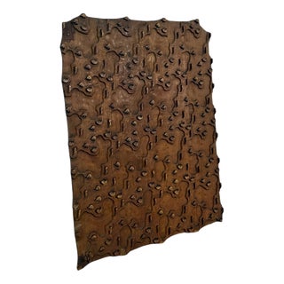 Large Antique Hand-Carved Wooden Textile Stamp Block, 1890s For Sale