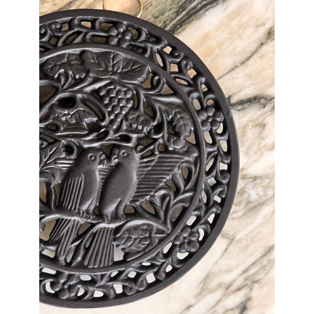 Late 20th Century Vintage Parrot Motif Cast Iron Kitchen Trivet For Sale - Image 5 of 12