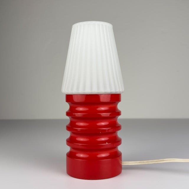 Wood Small Mid-Century Wood and Glass Table Lamp, Italy, 1970s For Sale - Image 7 of 12