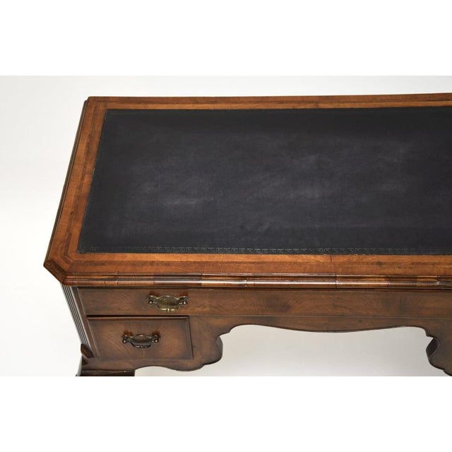 Wood Figured Walnut and Leather Top Desk, 1900s For Sale - Image 7 of 11