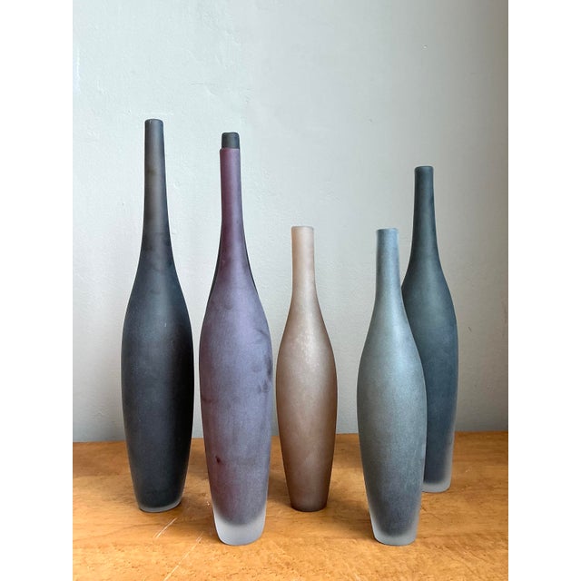 Vintage Italian Signed Art Glass Vases - Set of 6 For Sale - Image 4 of 12