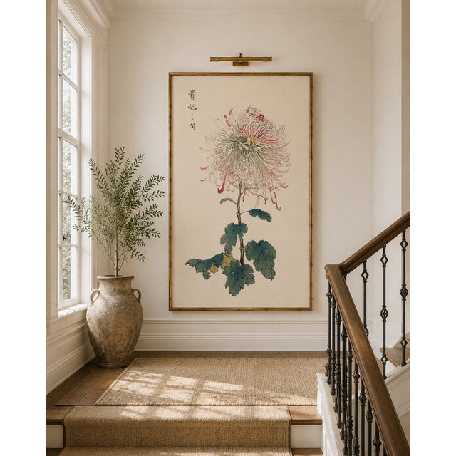 Asian Mum by Hasegawa, Vintage Japanese Botanical Art Print, 36" X 54" For Sale - Image 9 of 11