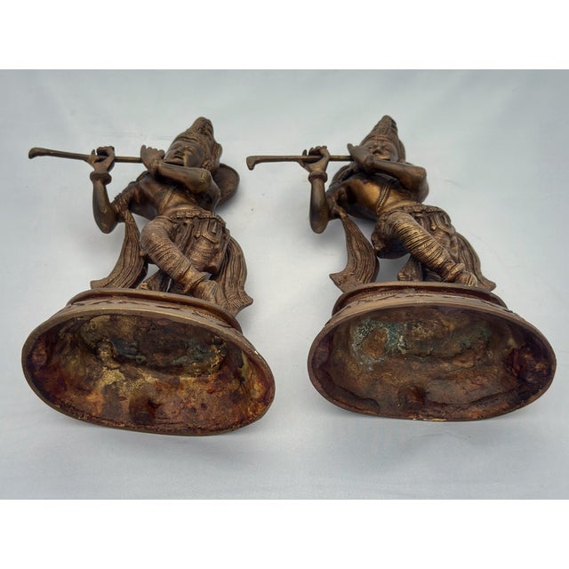 Pair of Vintage Brass Standing Figures of a Krishna, India For Sale - Image 9 of 9