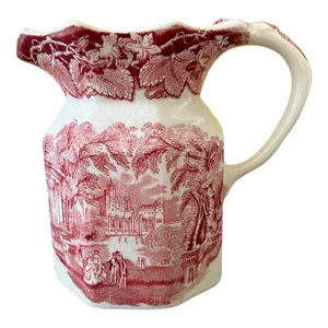 Early 20th Century Mason’s Ironstone Pitcher. China Vista Ruby Red Fenton. Made in England