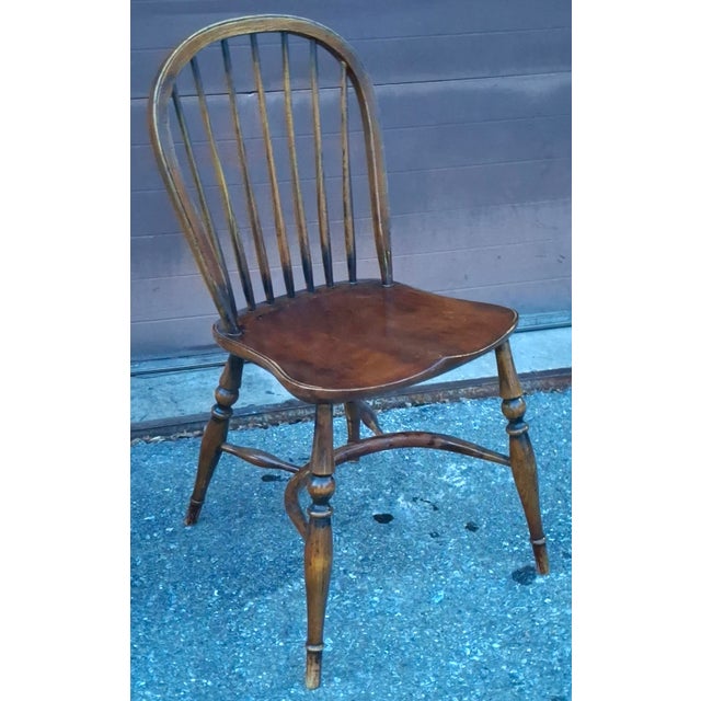 Early 20th Century Pair of English Windsor Style Stained Oak Side Chairs For Sale In Washington DC - Image 6 of 9