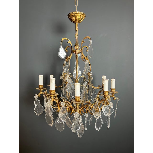 1900s Louis XV style crystal and bronze chandelier For Sale - Image 12 of 12