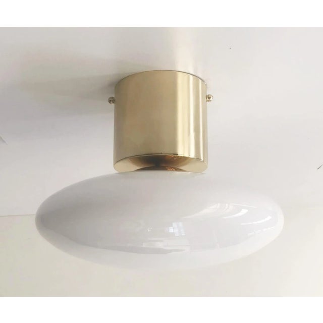 Italian 21st Century Uno Polished Brass and Glossy White Murano Flush Mount by Fabio LTD For Sale - Image 3 of 8