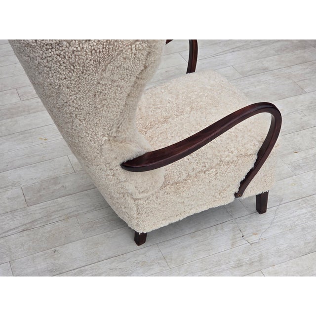Danish High-Back Lounge Chair in Sheepskin, 1960s For Sale - Image 17 of 18