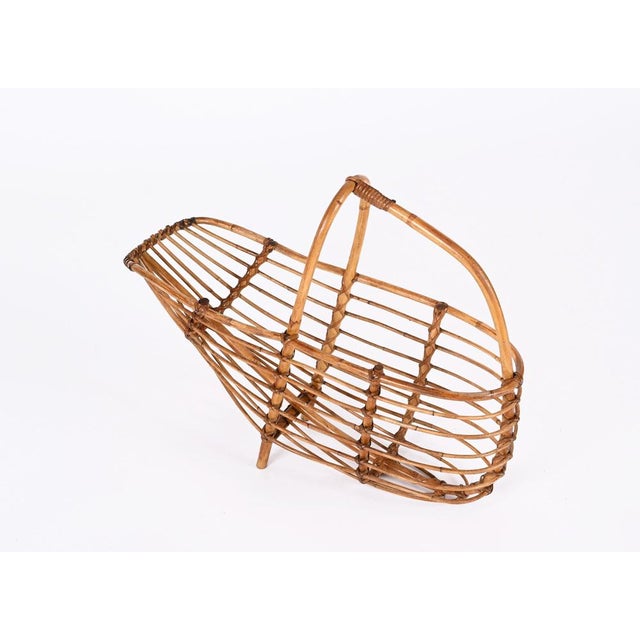Mid-Century French Riviera Bamboo & Rattan Magazine Rack, Italy, 1960s For Sale - Image 11 of 18