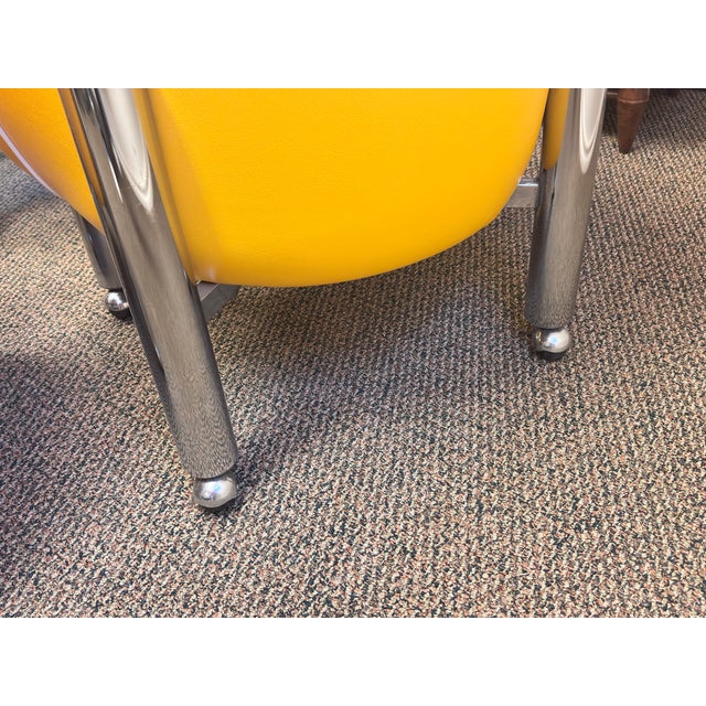 Mid-Century Modern Vintage 1960’s-70’s Retro Dinette Set With Yellow Barrel Back Chairs For Sale - Image 3 of 12