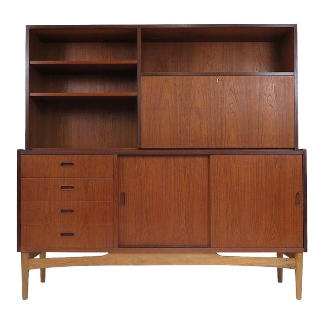 1960's Danish Teak High Sideboard Cabinet For Sale
