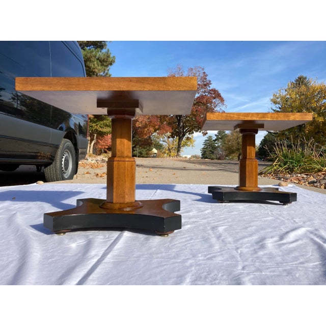Pair of Bookmatched Walnut End Tables From Baker For Sale - Image 10 of 13