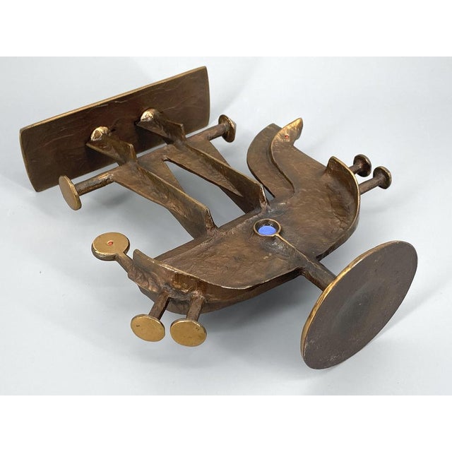 Brutalist Candleholder Sculpture in Bronze by Zoltan Pap, Hungary, 1970s For Sale - Image 6 of 14
