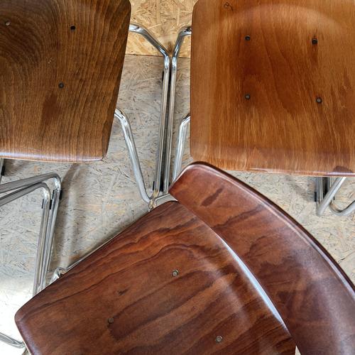 Laminated Light Hardwood and Chrome Dining Chair, 1960s For Sale - Image 3 of 4