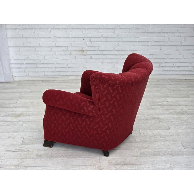 Vintage Danish Relax Chair in Red Furniture Wool, 1950s For Sale - Image 12 of 18