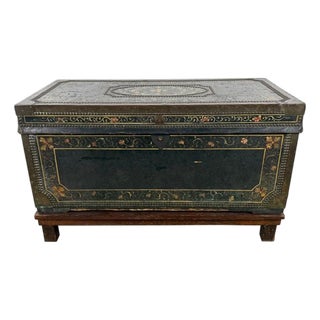 19th Century Hand-Painted American Immigrant Trunk For Sale