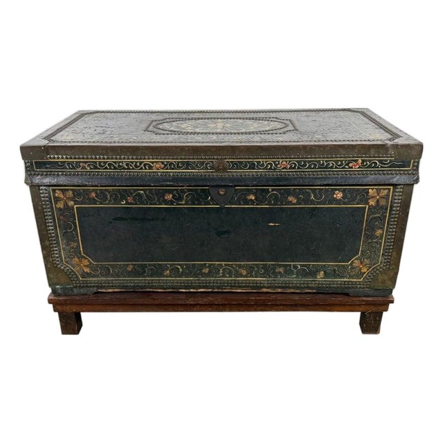 19th Century Hand-Painted American Immigrant Trunk For Sale