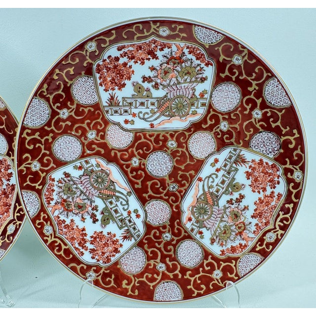Mid 20th Century Vintage Hand-Painted Japanese Gold Imari 11" Plates, Set of 3 For Sale - Image 5 of 6