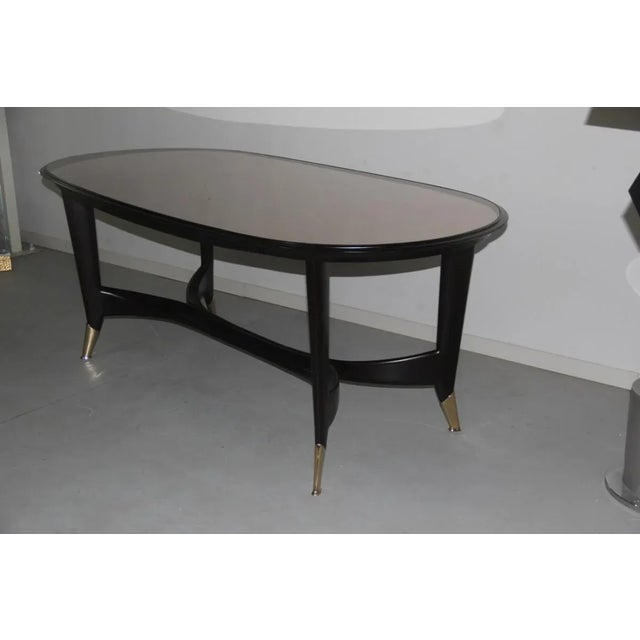Wood Italian Mahogany & Mirrored Glass Dining Table, 1950s For Sale - Image 7 of 14