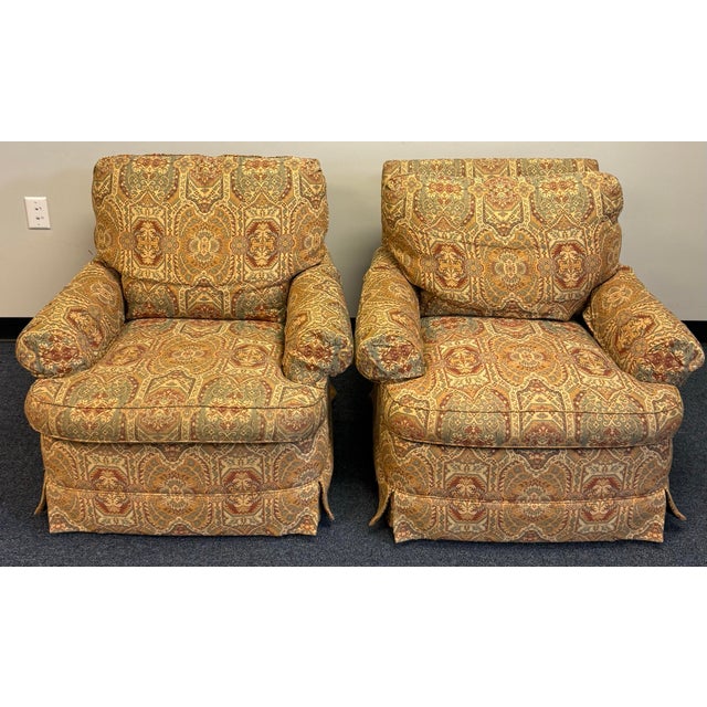 Vintage Jessica Charles Upholstered Swivel Chairs - A Pair For Sale - Image 12 of 12