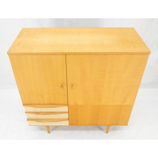 Wood Mid Century c1950s Blond Birch Swedish Modern Side by Side Chifforobe Dresser For Sale - Image 7 of 11