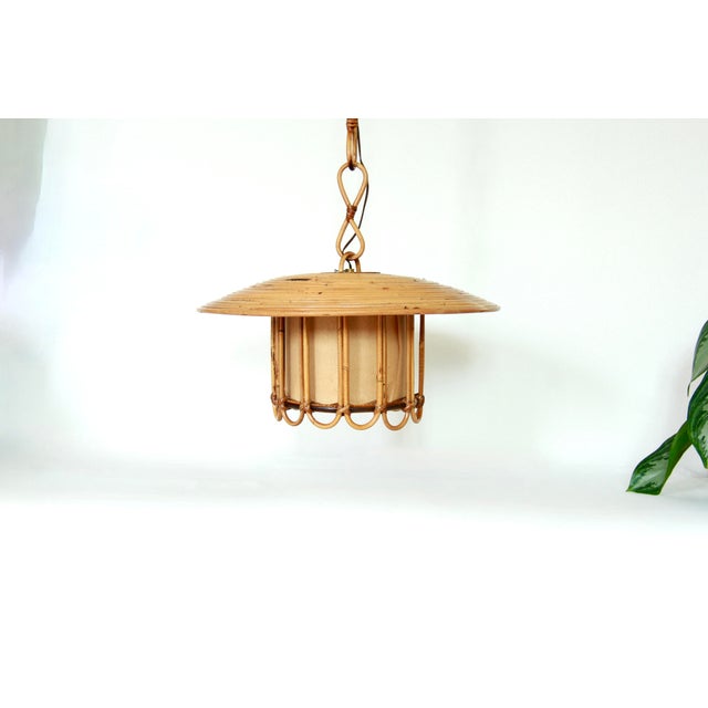 Mid-Century Reed Ceiling Lamp, Italy, 1970s For Sale - Image 9 of 9