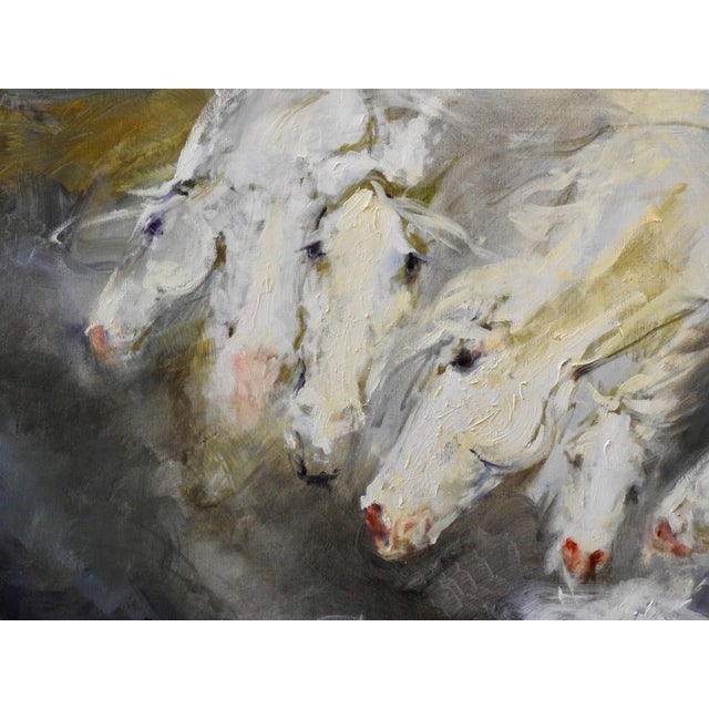 Paint Metaphysical Equestrian Oil Painting, Whites, Off Whites, "Viii Horses Come" For Sale - Image 7 of 13