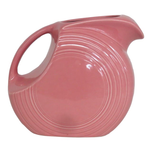 Fiestaware Homer Laughlin Disk Pitcher Rose Pink Jug Concentric Ring Style 4835b For Sale