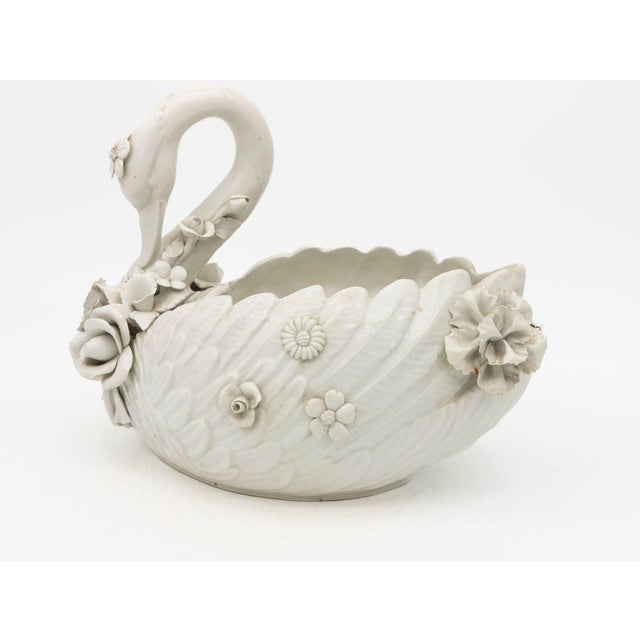 Cream Italian Porcelain Swan Cachepot, Off White, Early 20th C. For Sale - Image 8 of 9