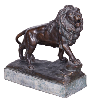 Art Deco Sculpture of Lion in Ceramic and Bronze, Austria, 1910s