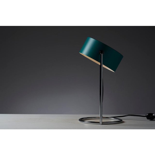 Metal Petrol Green Table Lamp with Chromed Steel Base from Cosack Leuchten, 1970s For Sale - Image 7 of 9