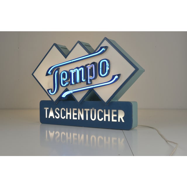 German Neon Sign from Tempo Tissues, 1950 For Sale - Image 18 of 18