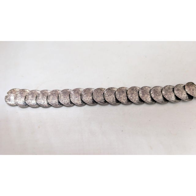Vintage 1950s Signed Napier Silvertone Etched Stars & Clouds Round Link Bracelet For Sale - Image 9 of 9
