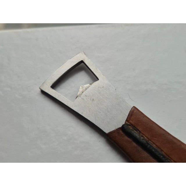 Metal Neptune Fish Bottle Opener in Leather and Steel by Carl Auböck for Amboss Midcentury, 1950s For Sale - Image 7 of 9