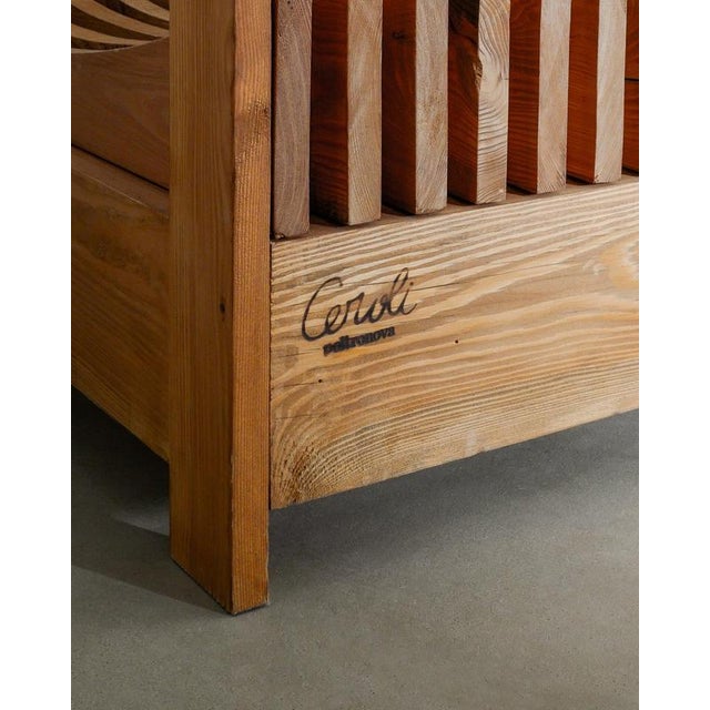 2 Seater Wooden Pine Sofa by Mario Ceroli for Poltranova, 1970s For Sale - Image 6 of 7