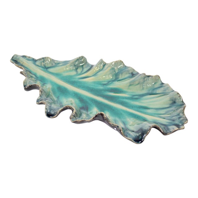 Majolica Platter in Aquamarine by Jardins en Fleur For Sale - Image 12 of 12