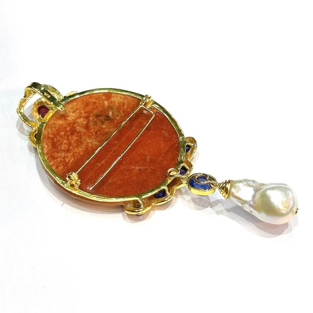Not Yet Made - Made To Order Bochic “Orient” Vintage Jade & Blue Sapphire Brooch, Pendant Set In 18K Gold For Sale - Image 5 of 8