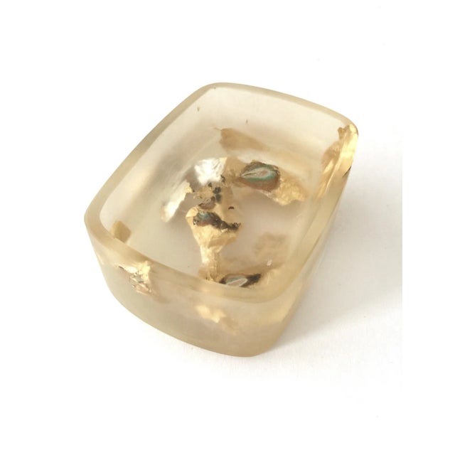 Here is a vintage resin and gold flake soap dish designed by Canadian artist Martha Sturdy. An original handmade piece,...